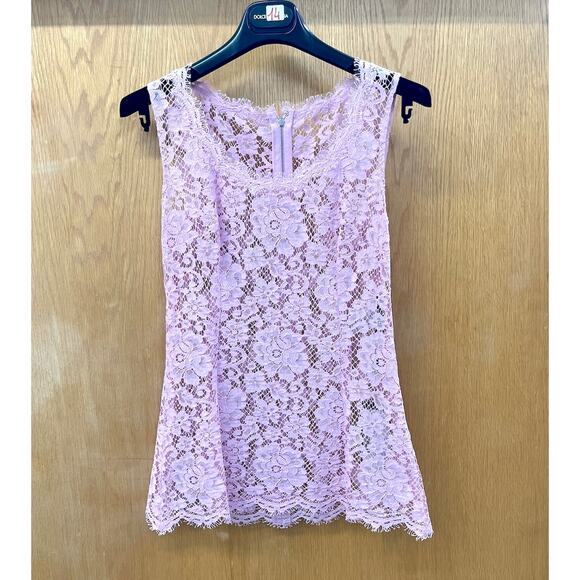 NWT Dolce & Gabbana Pink Lace Sleeveless Tank Top Blouse IT 42 M - Picture 6 of 7